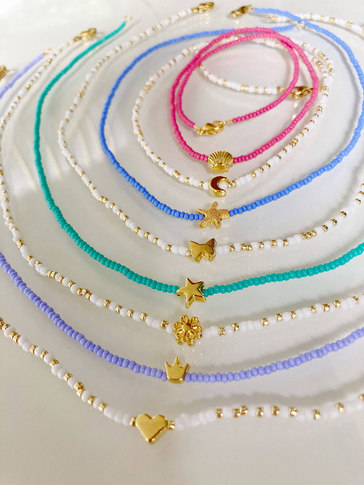Designed by Emily Ann - Gold Charm Bead Necklaces