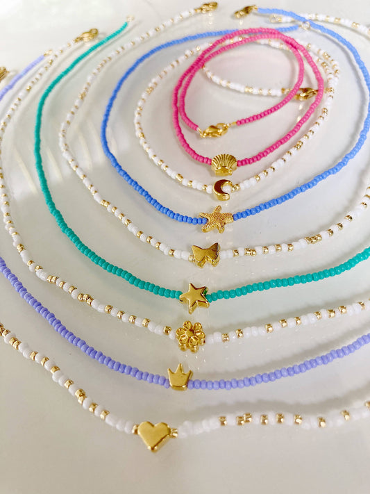 Designed by Emily Ann - Gold Charm Bead Necklaces