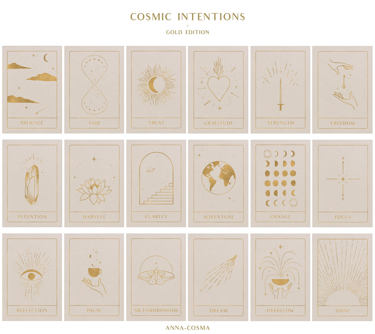 COSMIC INTENTIONS - CARD SET - 18 CARDS - GOLD EDITION -