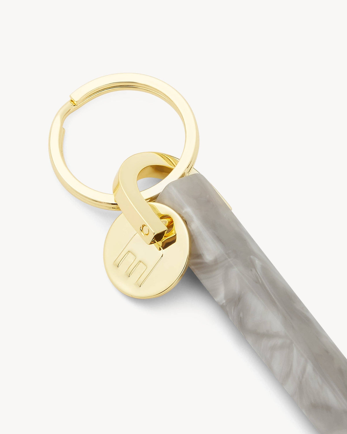 Bar Keychain in Grey Shell - Gold