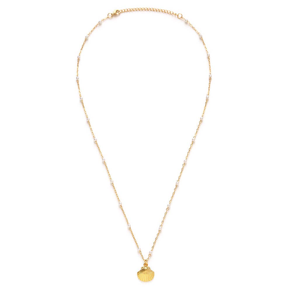 Amano Studio - Scallop Shell and Pearl Station Chain Necklace