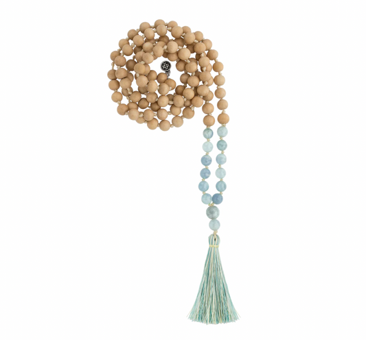Mala & Mantra ☼ Mala: Aquamarine & Whitewood