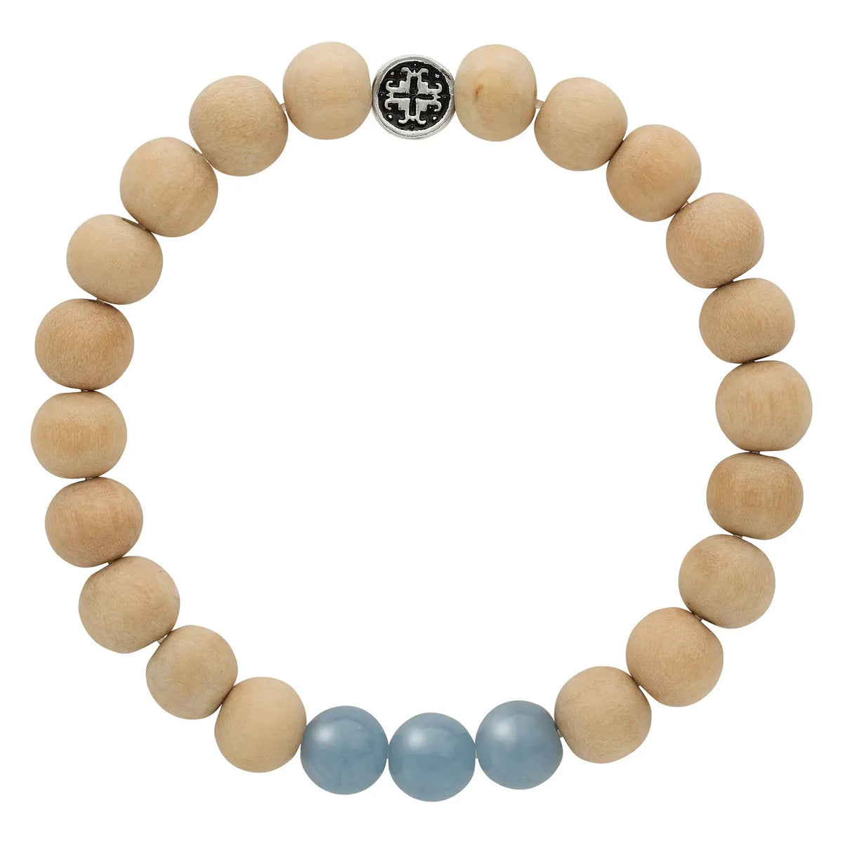 Mala & Mantra ☼ Gemstone Bracelet: Triple Happiness - Angelite & Whitewood