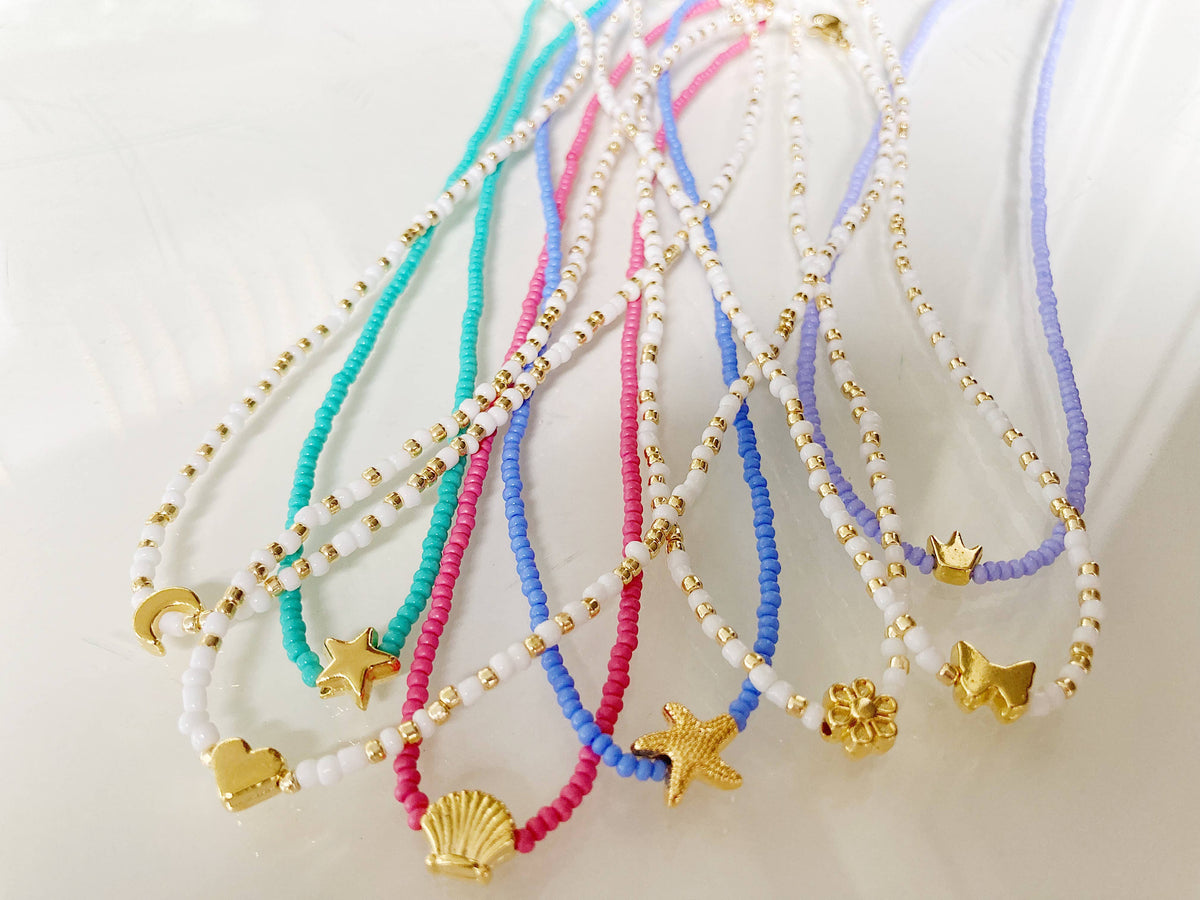 Designed by Emily Ann - Gold Charm Bead Necklaces