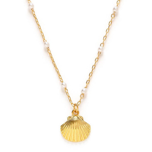 Amano Studio - Scallop Shell and Pearl Station Chain Necklace