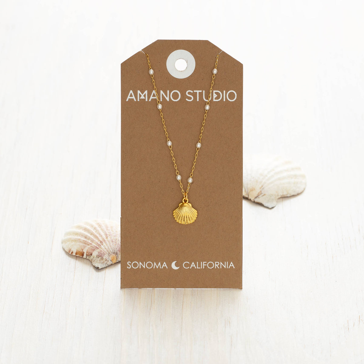 Amano Studio - Scallop Shell and Pearl Station Chain Necklace