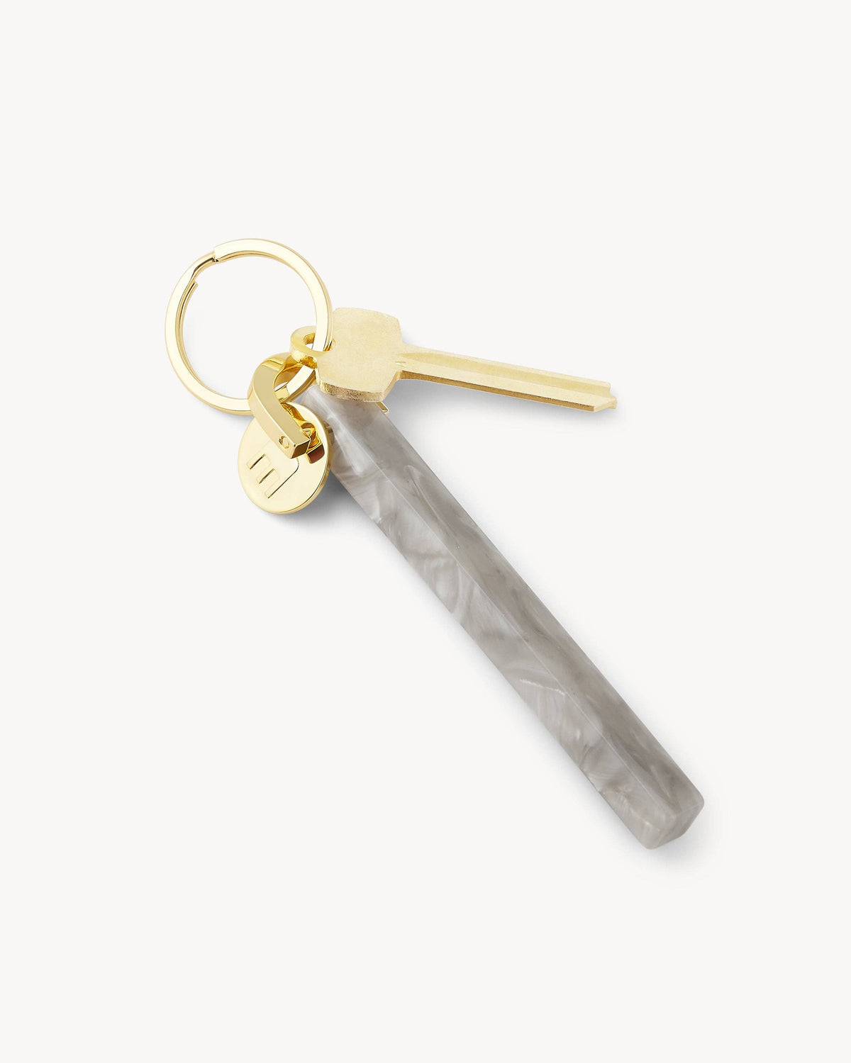 Bar Keychain in Grey Shell - Gold